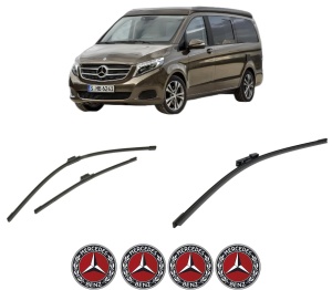 Set 3 stergatoare MERCEDES-BENZ MARCO POLO Camper (W447) din 2015-2021, pentru parbriz si luneta fata si spate auto, Bosch Aerotwin-Aerotwin, din cauciuc siliconat rezistent, 4 Stickere Auto MERCEDES-BENZ - Img 2