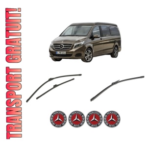 Set 3 stergatoare MERCEDES-BENZ MARCO POLO Camper (W447) din 2015-2021, pentru parbriz si luneta fata si spate auto, Bosch Aerotwin-Aerotwin, din cauciuc siliconat rezistent, 4 Stickere Auto MERCEDES-BENZ