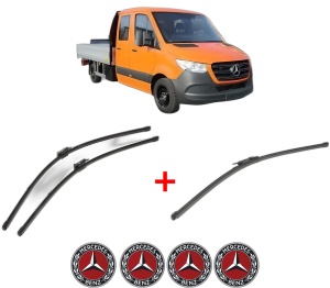 Set 3 stergatoare MERCEDES-BENZ SPRINTER 3,5-t Platform/Chassis (B907, B910) din 2018 - 2021, pentru parbriz si luneta fata si spate auto, Valeo Silencio Xtrm, din cauciuc siliconat rezistent, 4 Stickere Auto MERCEDES-BENZ v14284