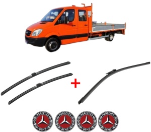 Set 3 stergatoare MERCEDES-BENZ SPRINTER 3-t Platform/Chassis (B910, B907) din 2018 - 2021, pentru parbriz si luneta fata si spate auto, Bosch Aerotwin, din cauciuc siliconat rezistent, 4 Stickere Auto MERCEDES-BENZ v7085