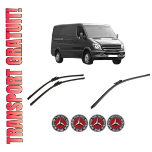 Set 3 stergatoare MERCEDES-BENZ SPRINTER 4,6-t Van (B906) din 2006-2018, pentru parbriz si luneta fata si spate auto, Bosch Aerotwin-Aerotwin, din cauciuc siliconat rezistent, 4 Stickere Auto MERCEDES-BENZ