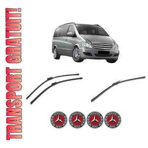 Set 3 stergatoare MERCEDES-BENZ VIANO (W639) din 2003-2014, pentru parbriz si luneta fata si spate auto, Bosch Aerotwin-Aerotwin, din cauciuc siliconat rezistent, 4 Stickere Auto MERCEDES-BENZ