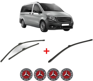 Set 3 stergatoare MERCEDES-BENZ VITO Tourer (W447) din 2014 - 2020, pentru parbriz si luneta fata si spate auto, Bosch Aerotwin, din cauciuc siliconat rezistent, 4 Stickere Auto MERCEDES-BENZ v6785