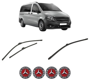 Set 3 stergatoare MERCEDES-BENZ VITO Tourer (W447) din 2014-2021, pentru parbriz si luneta fata si spate auto, Bosch Aerotwin-Aerotwin, din cauciuc siliconat rezistent, 4 Stickere Auto MERCEDES-BENZ - Img 2