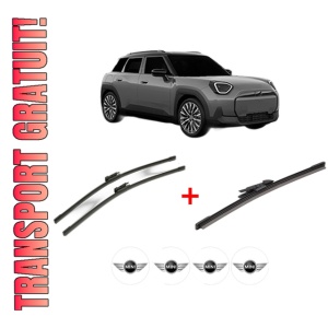 Set 3 stergatoare MINI MINI ACEMAN (J05) din 2024, pentru parbriz si luneta fata si spate auto, Bosch Aerotwin, din cauciuc siliconat rezistent, 4 Stickere Auto MINI