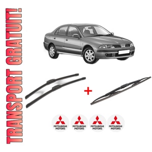 Set 3 stergatoare MITSUBISHI CARISMA Saloon (DA_) din 1999 - 2006, pentru parbriz si luneta fata si spate auto, Bosch Twin, din cauciuc siliconat rezistent, 4 Stickere Auto MITSUBISHI
