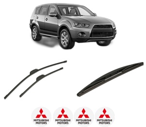 Set 3 stergatoare MITSUBISHI OUTLANDER III (GG_W, GF_W, ZJ, ZL, ZK) din 2012-2022, pentru parbriz si luneta fata si spate auto, Bosch Twin-Aerotwin Retrofit, din cauciuc siliconat rezistent, 4 Stickere Auto MITSUBISHI - Img 2