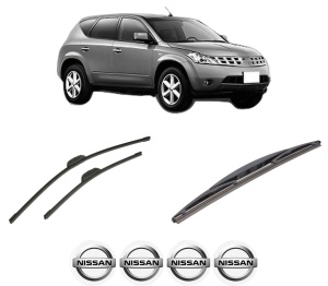 Set 3 stergatoare NISSAN MURANO I (Z50) din 2003-2008, pentru parbriz si luneta fata si spate auto, Bosch Twin-Aerotwin Retrofit, din cauciuc siliconat rezistent, 4 Stickere Auto NISSAN - Img 2