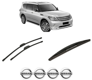 Set 3 stergatoare NISSAN PATROL VI (Y62) din 2010, pentru parbriz si luneta fata si spate auto, Bosch Twin-Aerotwin Retrofit, din cauciuc siliconat rezistent, 4 Stickere Auto NISSAN - Img 2