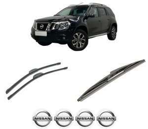 Set 3 stergatoare NISSAN TERRANO (D10) din 2014-2015, pentru parbriz si luneta fata si spate auto, Bosch Twin-Aerotwin Retrofit, din cauciuc siliconat rezistent, 4 Stickere Auto NISSAN - Img 2
