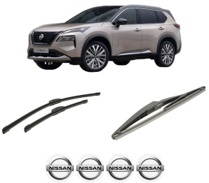 Set 3 stergatoare NISSAN X-TRAIL IV (T33) din 2022-2024, pentru parbriz si luneta fata si spate auto, Bosch Twin-Aerotwin Retrofit, din cauciuc siliconat rezistent, 4 Stickere Auto NISSAN - Img 2