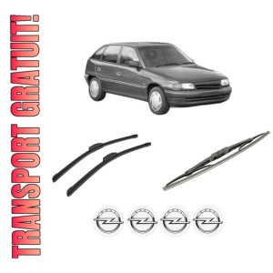 Set 3 stergatoare OPEL ASTRA F CLASSIC Hatchback (T92) din 1998-2002, pentru parbriz si luneta fata si spate auto, Bosch Twin-Aerotwin Retrofit, din cauciuc siliconat rezistent, 4 Stickere Auto OPEL