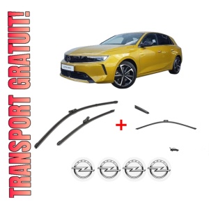 Set 3 stergatoare OPEL ASTRA L (OV5) din 2021, pentru parbriz si luneta fata si spate auto, Valeo Silencio, din cauciuc siliconat rezistent, 4 Stickere Auto OPEL