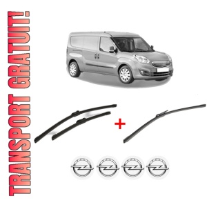 Set 3 stergatoare OPEL COMBO Box Body/MPV (X12) din 2012, pentru parbriz si luneta fata si spate auto, Bosch Aerotwin, din cauciuc siliconat rezistent, 4 Stickere Auto OPEL