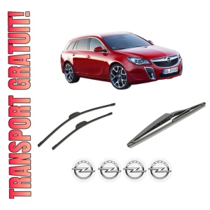 Set 3 stergatoare OPEL INSIGNIA A Country Tourer (G09) din 2008-2017, pentru parbriz si luneta fata si spate auto, Bosch Twin-Aerotwin, din cauciuc siliconat rezistent, 4 Stickere Auto OPEL