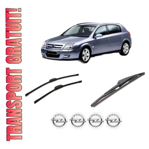 Set 3 stergatoare OPEL SIGNUM Hatchback (Z03) din 2003-2008, pentru parbriz si luneta fata si spate auto, Bosch Twin-Aerotwin Retrofit, din cauciuc siliconat rezistent, 4 Stickere Auto OPEL