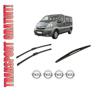 Set 3 stergatoare OPEL VIVARO A Bus (X83) din 2001-2014, pentru parbriz si luneta fata si spate auto, Bosch Twin-Aerotwin Retrofit, din cauciuc siliconat rezistent, 4 Stickere Auto OPEL