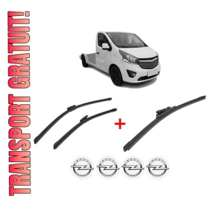 Set 3 stergatoare OPEL VIVARO B Platform/Chassis (X82) din 2014 - 2019, pentru parbriz si luneta fata si spate auto, Bosch Aerotwin, din cauciuc siliconat rezistent, 4 Stickere Auto OPEL