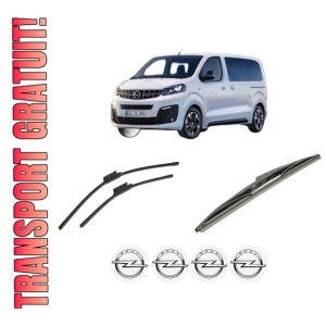 Set 3 stergatoare OPEL VIVARO C Bus (K0) din 2019-2024, pentru parbriz si luneta fata si spate auto, Bosch Twin-Aerotwin, din cauciuc siliconat rezistent, 4 Stickere Auto OPEL