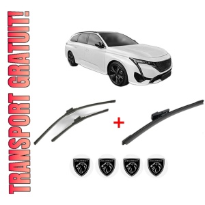 Set 3 stergatoare PEUGEOT 308 SW III (FC_, FJ_, FR_, F4_, FN_) din 2021, pentru parbriz si luneta fata si spate auto, Bosch Aerotwin, din cauciuc siliconat rezistent, 4 Stickere Auto PEUGEOT