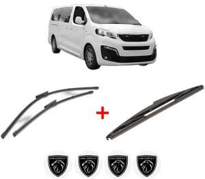 Set 3 stergatoare PEUGEOT EXPERT Bus (V_) din 2016 - 2023, pentru parbriz si luneta fata si spate auto, Valeo Silencio, din cauciuc siliconat rezistent, 4 Stickere Auto PEUGEOT v15424
