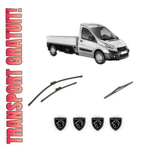 Set 3 stergatoare PEUGEOT EXPERT Platform/Chassis din 2007-2016, pentru parbriz si luneta fata si spate auto, Bosch Twin-Aerotwin, din cauciuc siliconat rezistent, 4 Stickere Auto PEUGEOT