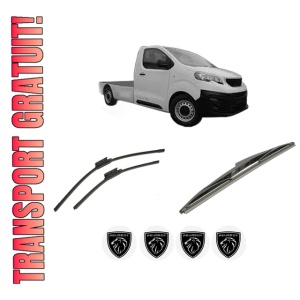 Set 3 stergatoare PEUGEOT EXPERT Platform/Chassis (V_) din 2016-2023, pentru parbriz si luneta fata si spate auto, Bosch Twin-Aerotwin, din cauciuc siliconat rezistent, 4 Stickere Auto PEUGEOT