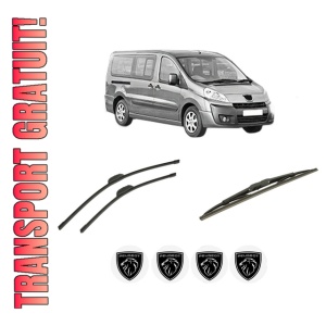 Set 3 stergatoare PEUGEOT EXPERT TEPEE (VF3X_) din 2007-2016, pentru parbriz si luneta fata si spate auto, Bosch Twin-Aerotwin Retrofit, din cauciuc siliconat rezistent, 4 Stickere Auto PEUGEOT