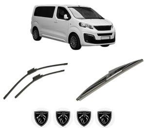 Set 3 stergatoare PEUGEOT TRAVELLER Bus (V_) din 2016-2023, pentru parbriz si luneta fata si spate auto, Bosch Twin-Aerotwin, din cauciuc siliconat rezistent, 4 Stickere Auto PEUGEOT - Img 2