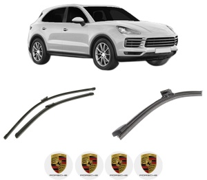 Set 3 stergatoare PORSCHE CAYENNE (9YA) din 2017-2021, pentru parbriz si luneta fata si spate auto, Bosch Aerotwin-Aerotwin, din cauciuc siliconat rezistent, 4 Stickere Auto PORSCHE - Img 2