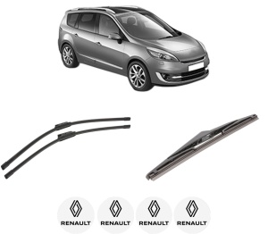 Set 3 stergatoare RENAULT GRAND SCENIC III (JZ0/1_) din 2009-2016, pentru parbriz si luneta fata si spate auto, Bosch Twin-Aerotwin, din cauciuc siliconat rezistent, 4 Stickere Auto RENAULT - Img 2