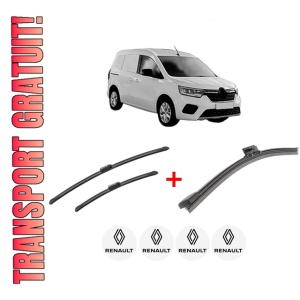 Set 3 stergatoare RENAULT KANGOO III MPV din 2021, pentru parbriz si luneta fata si spate auto, Bosch Aerotwin, din cauciuc siliconat rezistent, 4 Stickere Auto RENAULT