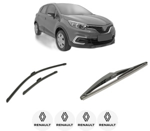 Set 3 stergatoare RENAULT KAPTUR (H5_) din 2016-2021, pentru parbriz si luneta fata si spate auto, Bosch Twin-Aerotwin, din cauciuc siliconat rezistent, 4 Stickere Auto RENAULT - Img 2