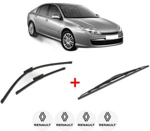 Set 3 stergatoare RENAULT LAGUNA III (BT0/1) din 2007 - 2015, pentru parbriz si luneta fata si spate auto, Valeo Silencio, din cauciuc siliconat rezistent, 4 Stickere Auto RENAULT v14944