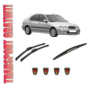 Set 3 stergatoare ROVER 45 I Hatchback (RT) din 2000-2005, pentru parbriz si luneta fata si spate auto, Bosch Twin-Aerotwin Retrofit, din cauciuc siliconat rezistent, 4 Stickere Auto ROVER