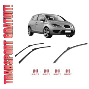 Set 3 stergatoare SEAT ALTEA (5P1) din 2004-2015, pentru parbriz si luneta fata si spate auto, Bosch Aerotwin-Aerotwin, din cauciuc siliconat rezistent, 4 Stickere Auto SEAT