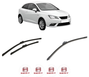Set 3 stergatoare SEAT IBIZA IV SC (6J1, 6P5) din 2008-2016, pentru parbriz si luneta fata si spate auto, Bosch Aerotwin-Aerotwin, din cauciuc siliconat rezistent, 4 Stickere Auto SEAT - Img 2
