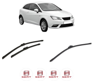 Set 3 stergatoare SEAT IBIZA IV SC (6J1, 6P5) din 2008-2016, pentru parbriz si luneta fata si spate auto, Bosch Aerotwin-Aerotwin, din cauciuc siliconat rezistent, 4 Stickere Auto SEAT - Img 2
