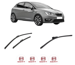 Set 3 stergatoare SEAT IBIZA V (KJ1, KJG) din 2017-2020, pentru parbriz si luneta fata si spate auto, Bosch Aerotwin-Aerotwin, din cauciuc siliconat rezistent, 4 Stickere Auto SEAT - Img 2