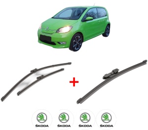 Set 3 stergatoare SKODA E-CITIGO (NE1) din 2019 - 2021, pentru parbriz si luneta fata si spate auto, Valeo Silencio Xtrm, din cauciuc siliconat rezistent, 4 Stickere Auto SKODA v13324