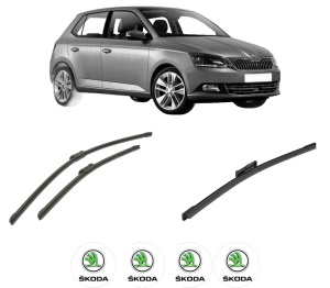 Set 3 stergatoare SKODA FABIA IV (PJ3) din 2021-2024, pentru parbriz si luneta fata si spate auto, Bosch Twin-Aerotwin, din cauciuc siliconat rezistent, 4 Stickere Auto SKODA - Img 2