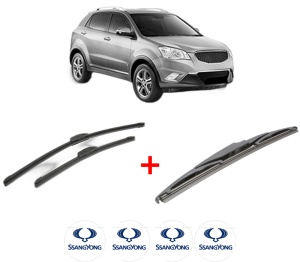 Set 3 stergatoare SSANGYONG KORANDO (CK) din 2010, pentru parbriz si luneta fata si spate auto, Bosch Twin, din cauciuc siliconat rezistent, 4 Stickere Auto SSANGYONG v4080