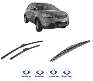 Set 3 stergatoare SSANGYONG KORANDO VAN din 2015, pentru parbriz si luneta fata si spate auto, Bosch Twin-Aerotwin Retrofit, din cauciuc siliconat rezistent, 4 Stickere Auto SSANGYONG - Img 2
