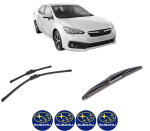 Set 3 stergatoare SUBARU IMPREZA Hatchback (GT_) din 2016-2017, pentru parbriz si luneta fata si spate auto, Bosch Twin-Aerotwin, din cauciuc siliconat rezistent, 4 Stickere Auto SUBARU - Img 2