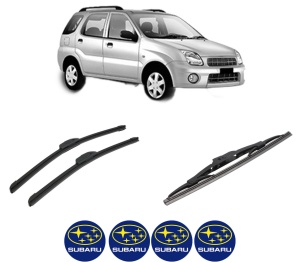Set 3 stergatoare SUBARU JUSTY III (G3X) din 2003, pentru parbriz si luneta fata si spate auto, Bosch Twin-Aerotwin Retrofit, din cauciuc siliconat rezistent, 4 Stickere Auto SUBARU - Img 2