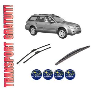 Set 3 stergatoare SUBARU OUTBACK (BL, BP) din 2003-2009, pentru parbriz si luneta fata si spate auto, Bosch Twin-Aerotwin Retrofit, din cauciuc siliconat rezistent, 4 Stickere Auto SUBARU