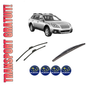 Set 3 stergatoare SUBARU OUTBACK (BR) din 2009-2014, pentru parbriz si luneta fata si spate auto, Bosch Twin-Aerotwin Retrofit, din cauciuc siliconat rezistent, 4 Stickere Auto SUBARU