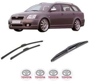 Set 3 stergatoare TOYOTA AVENSIS Estate (_T25_) din 2003-2008, pentru parbriz si luneta fata si spate auto, Bosch Twin-Aerotwin Retrofit, din cauciuc siliconat rezistent, 4 Stickere Auto TOYOTA - Img 2