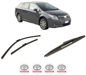 Set 3 stergatoare TOYOTA AVENSIS Estate (_T27_) din 2008-2018, pentru parbriz si luneta fata si spate auto, Bosch Twin-Aerotwin, din cauciuc siliconat rezistent, 4 Stickere Auto TOYOTA - Img 2