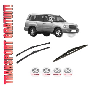 Set 3 stergatoare TOYOTA LAND CRUISER 100 (_J1_) din 1998-2007, pentru parbriz si luneta fata si spate auto, Bosch Twin-Aerotwin Retrofit, din cauciuc siliconat rezistent, 4 Stickere Auto TOYOTA